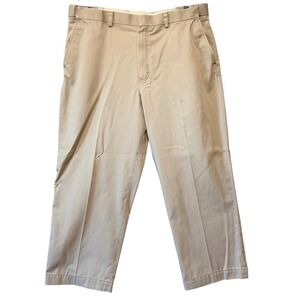 LL Bean Comfort Waist Chinos Mens Size 38 Khaki Cotton Twill Pants *See Photos
